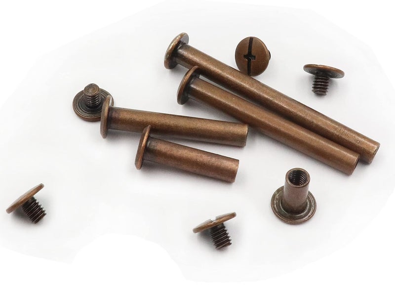 LBY 100pcs Phillips Chicago Screws, M5 x 10/20/30/40/50mm Binding Screw Posts, Binding Barrels and Screws Assortment Kit for Leather Saddles, Purses, Belt Repair, Plating (Red Bronze-Coloured) ﻿ - Image 4